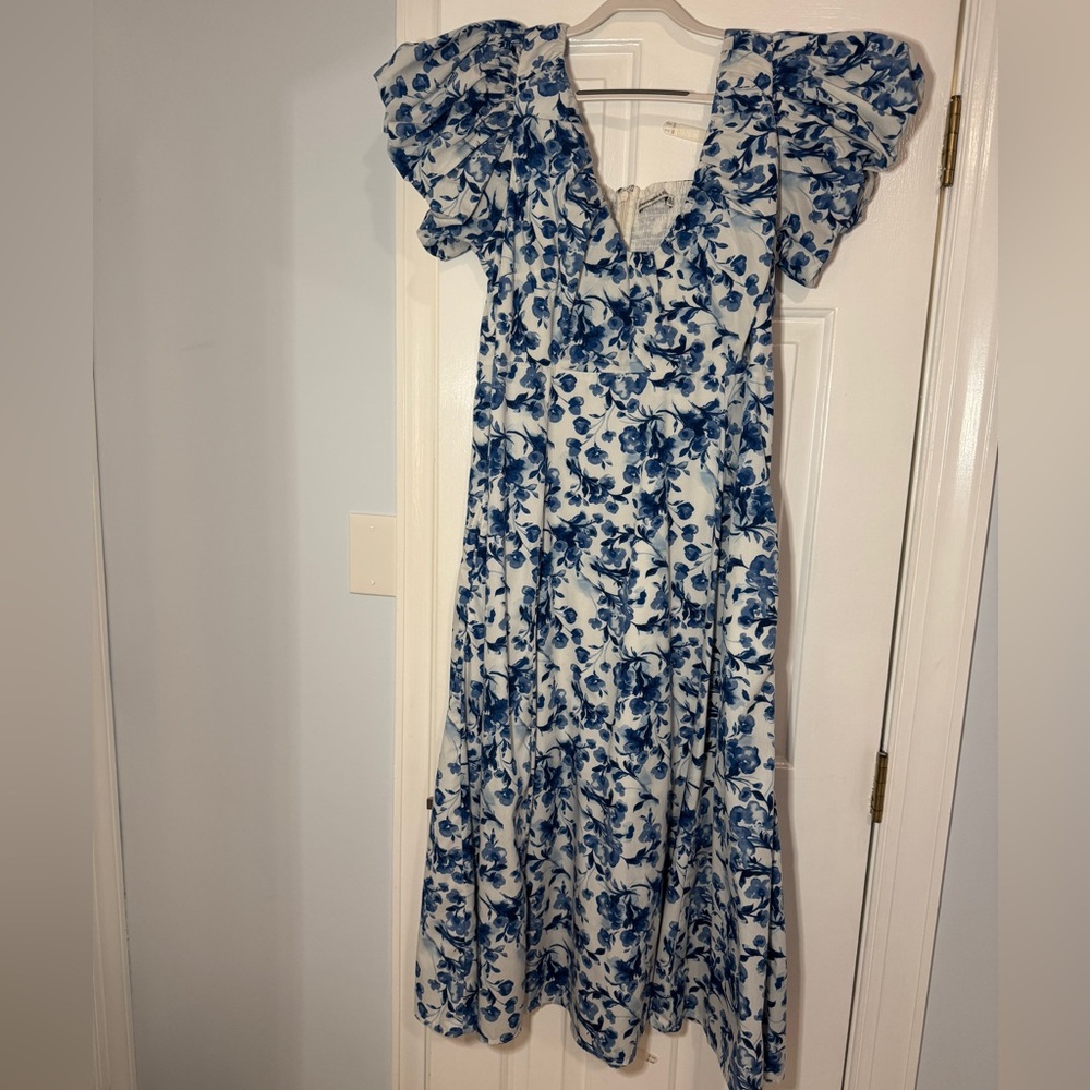 Abercrombie and Fitch Midi Dress Puff Sleeves XLT